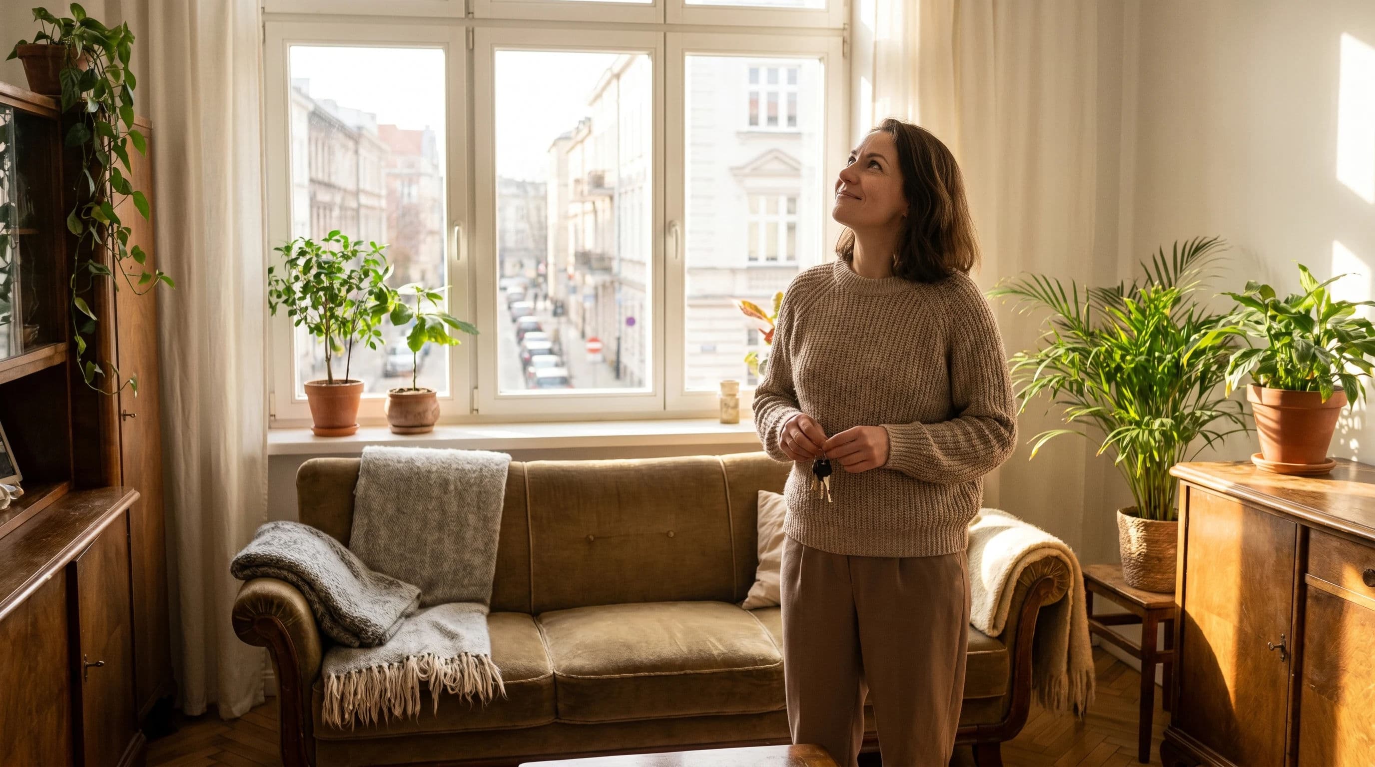 Ruhiger Vergleich von Optionen für eine freie Wohnung vor der Entscheidung. Temat SEO: ich habe eine Wohnung was tun.